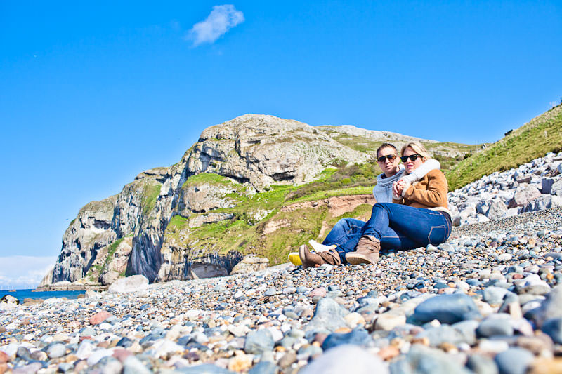 Llandudno beach engagement, relaxing on the beach