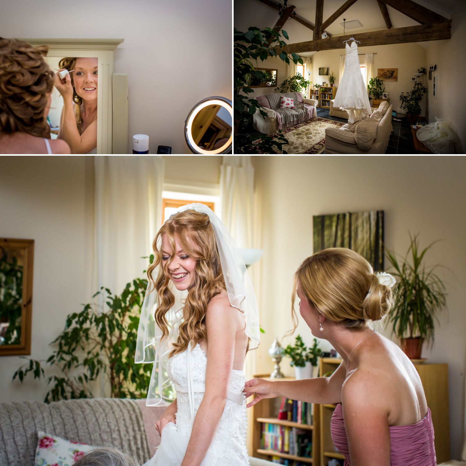 Bride getting ready at Hundred House Hotel