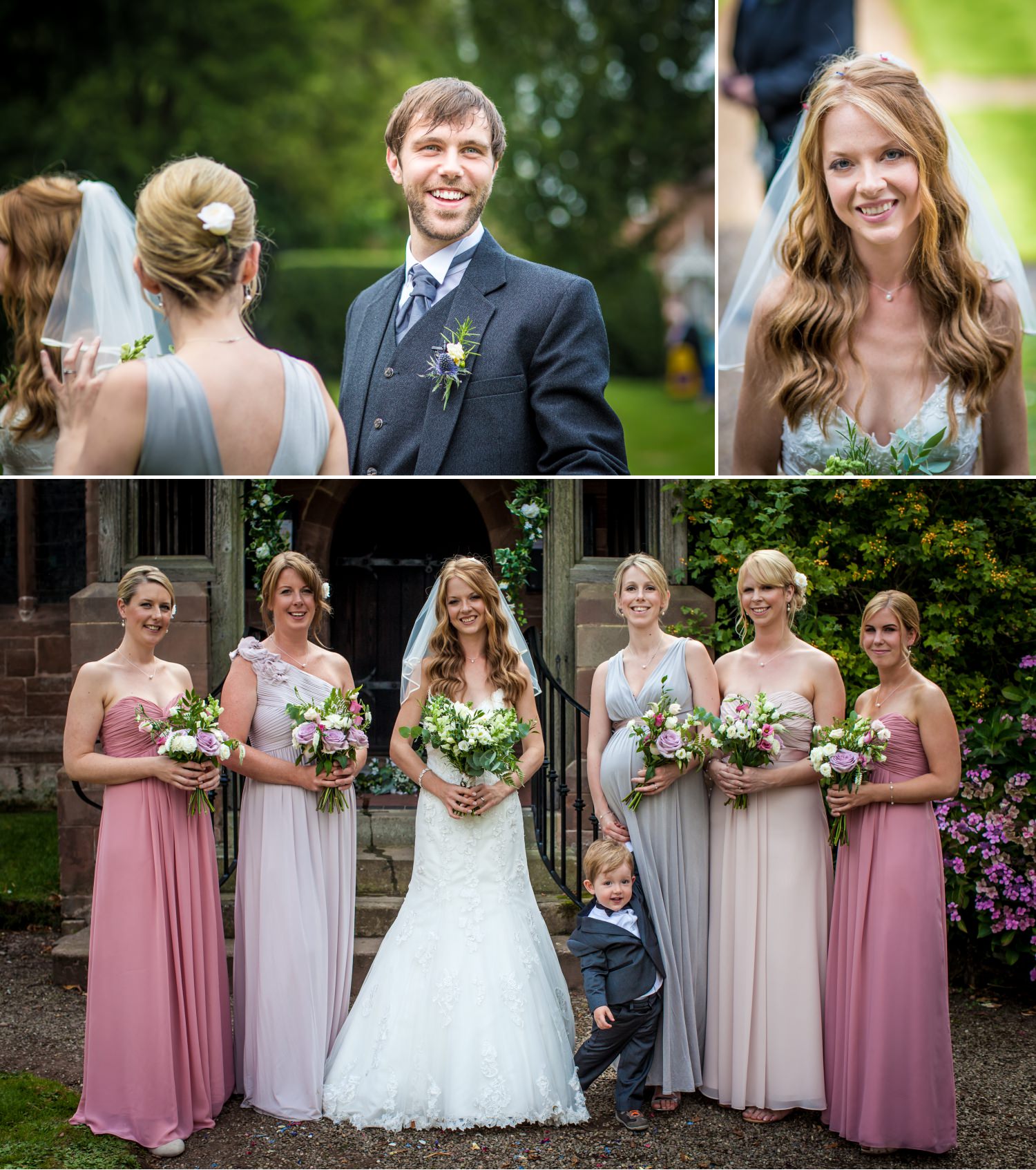 Wedding bridal party at Cheshire venue Hundred House Hotel