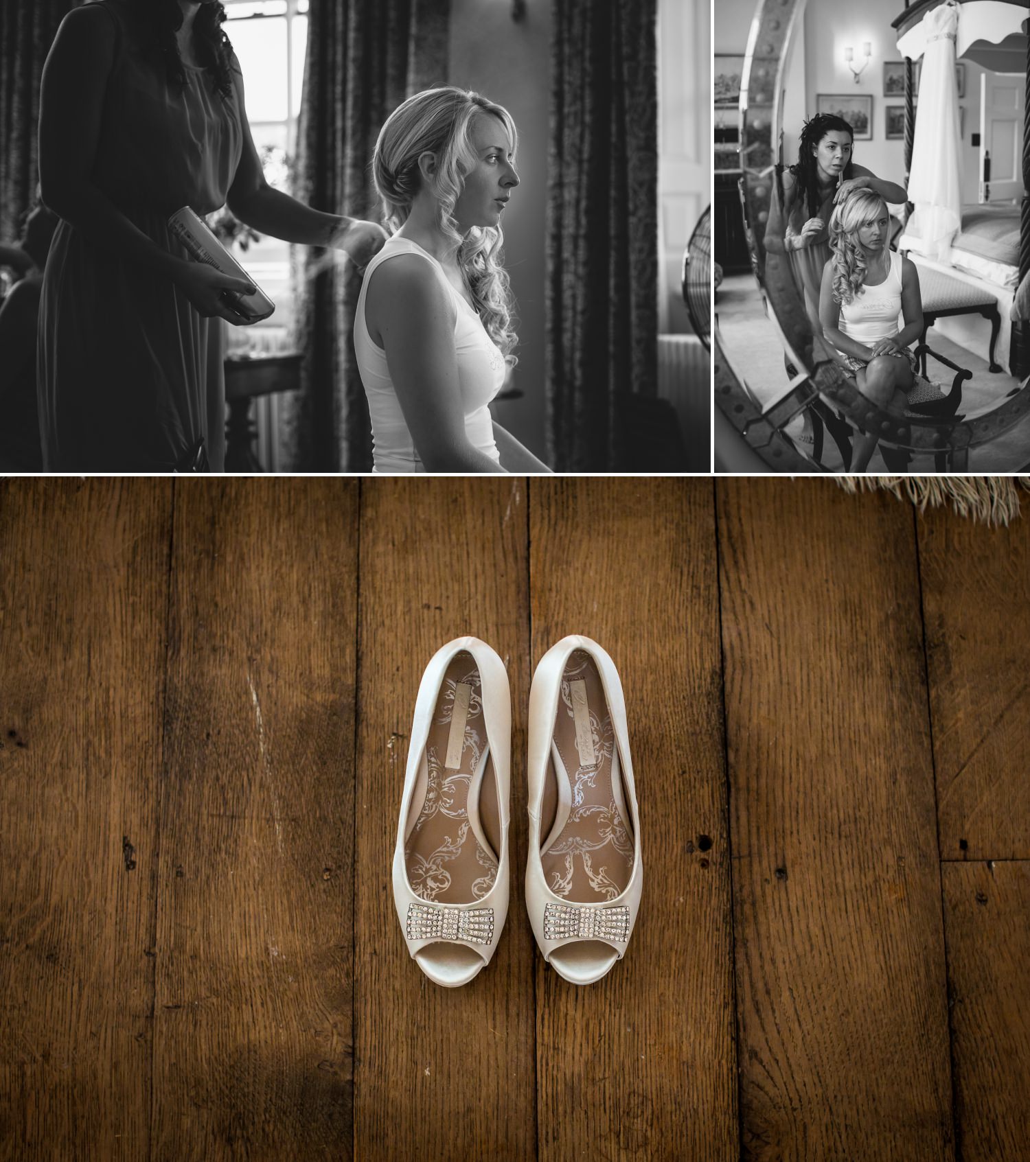 Wedding Photography of bride getting ready at Iscoyd Park, Wrexham