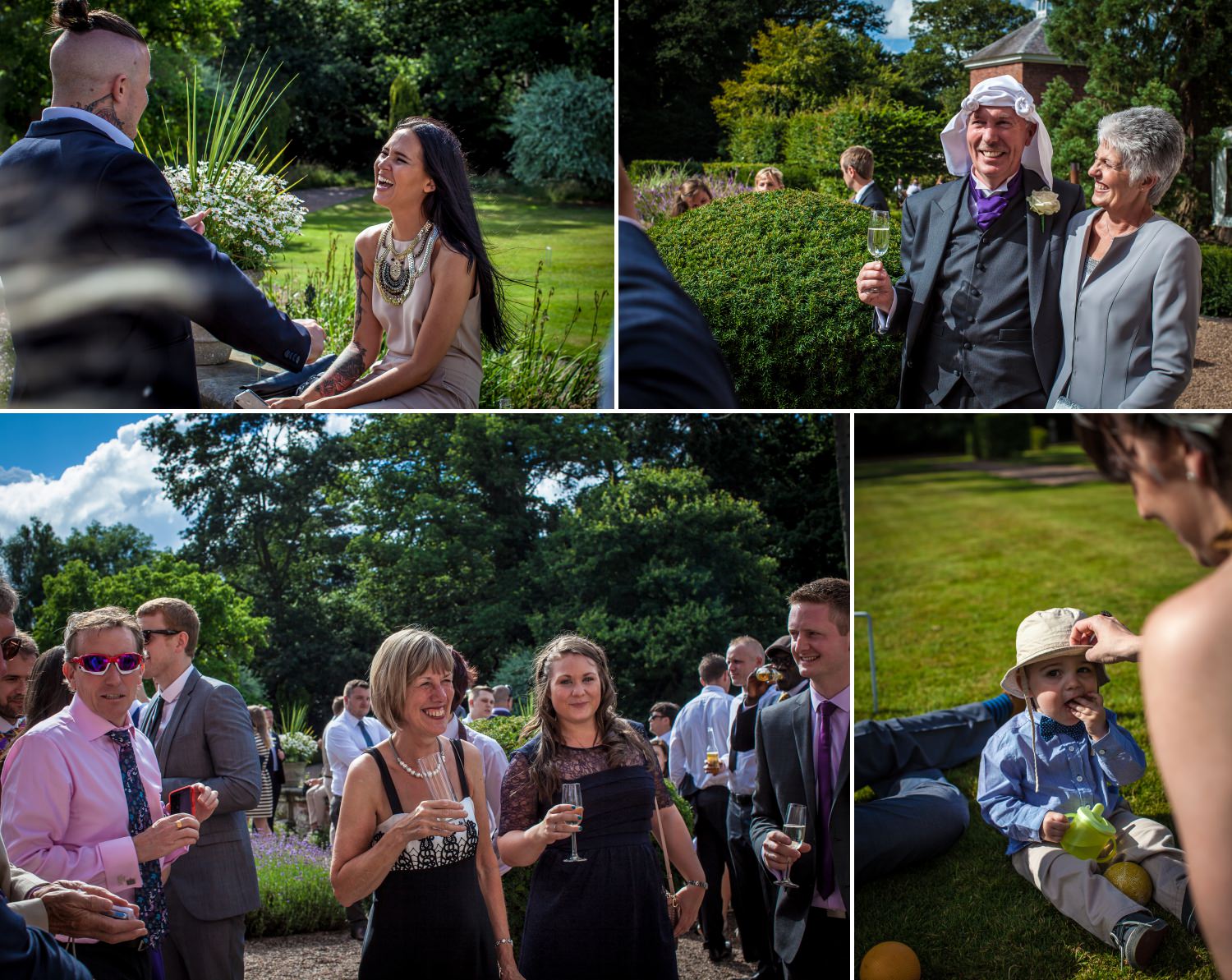Wedding Photography guests having fun at Iscoyd Park